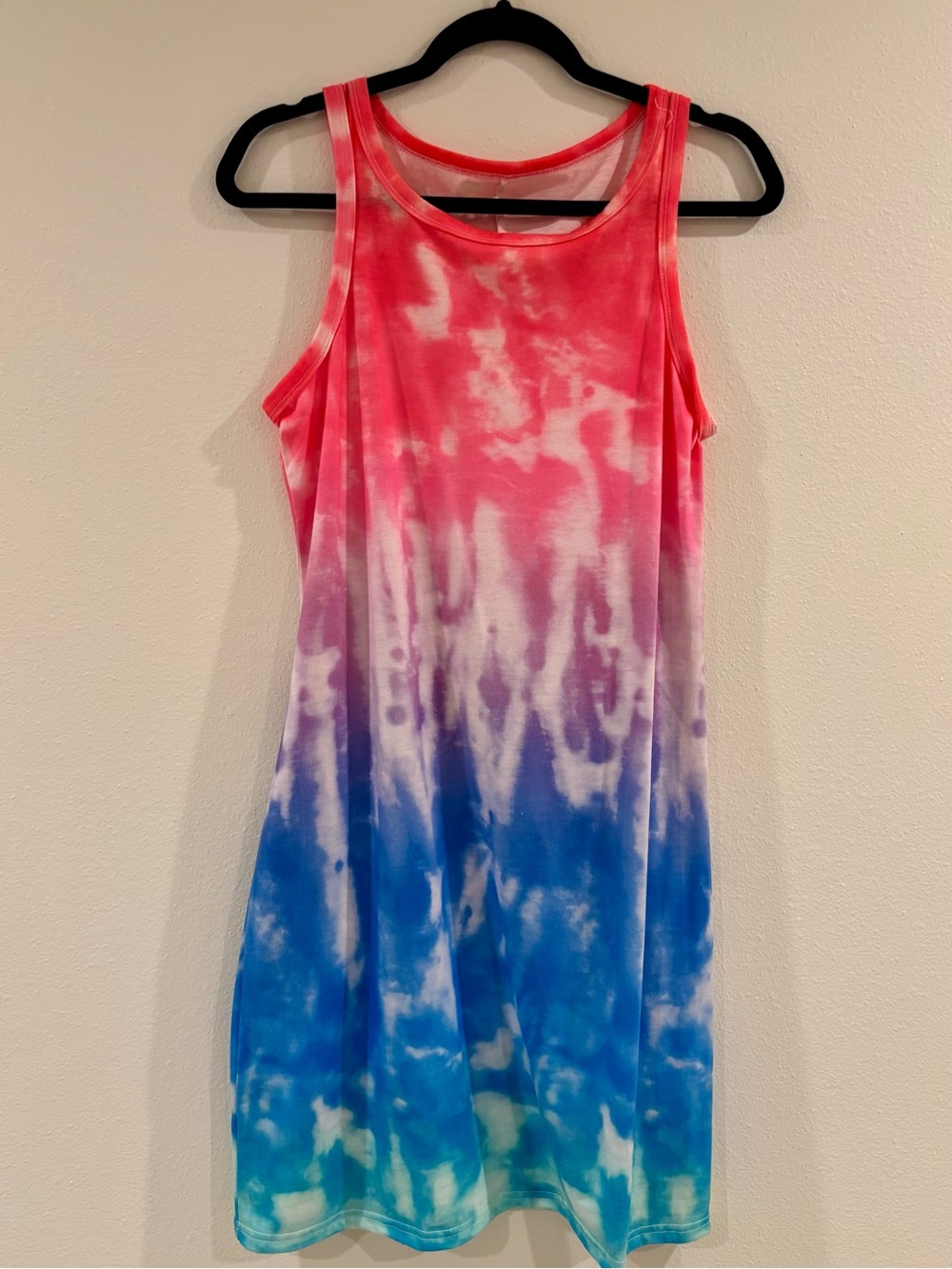 Sleeveless Tie-Dye Tank Dress - Pink, Blue, Green
